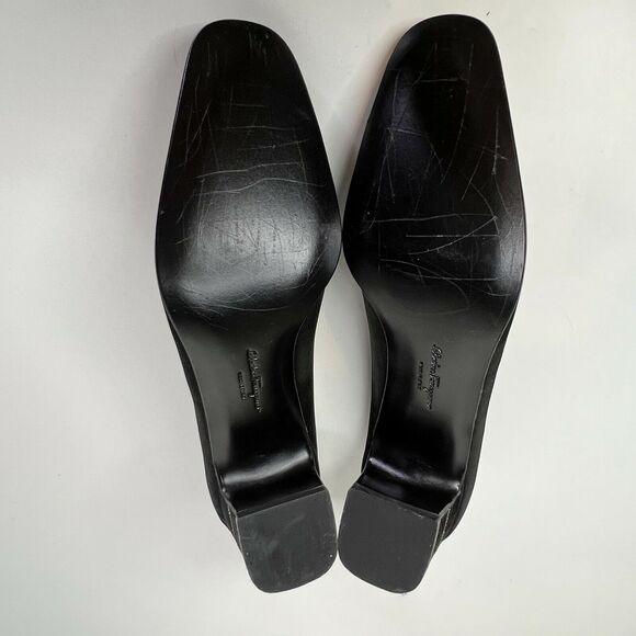 Salvatore Ferragamo Black Satin‎ Rhinestone Crystal Heels Size 6 B - Picture 7 of 10